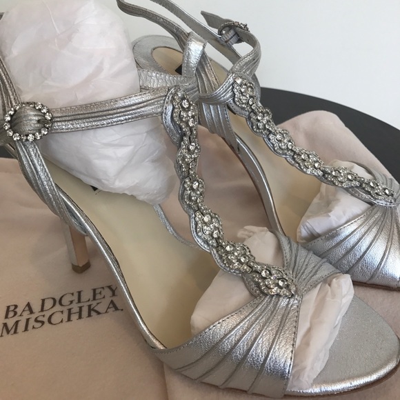 BADGLEY MISCHKA ISABELLA Silver Evening Sandals - Picture 2 of 7