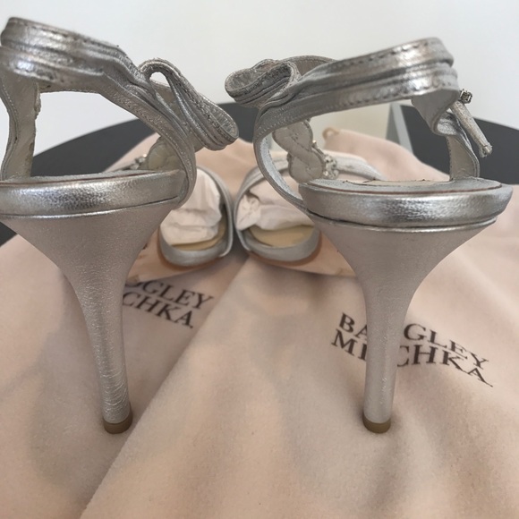 BADGLEY MISCHKA ISABELLA Silver Evening Sandals - Picture 4 of 7