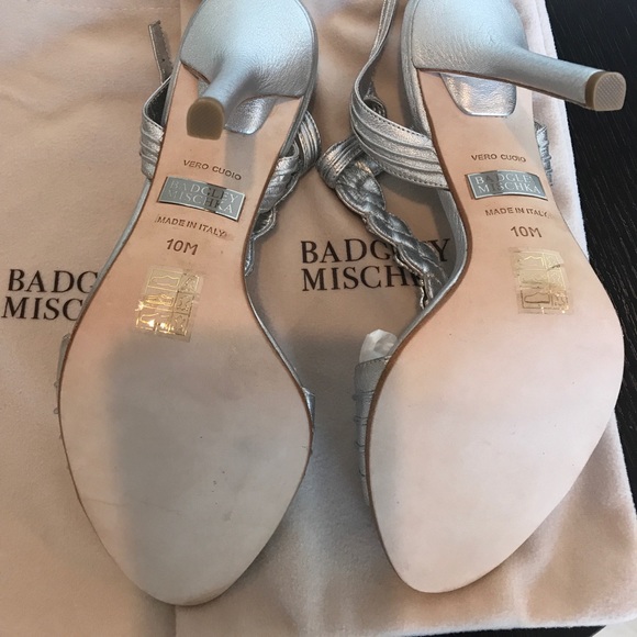 BADGLEY MISCHKA ISABELLA Silver Evening Sandals - Picture 5 of 7