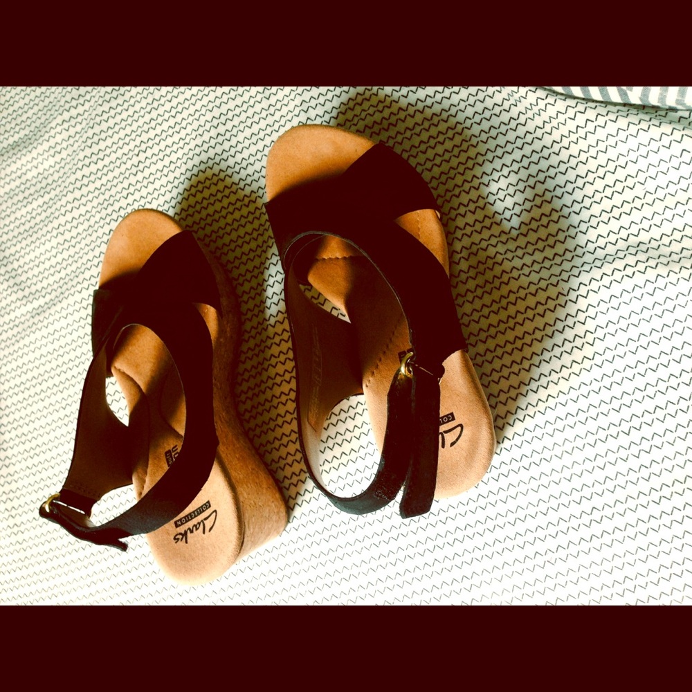 Clarks Wedge Sandals with Soft Cushion