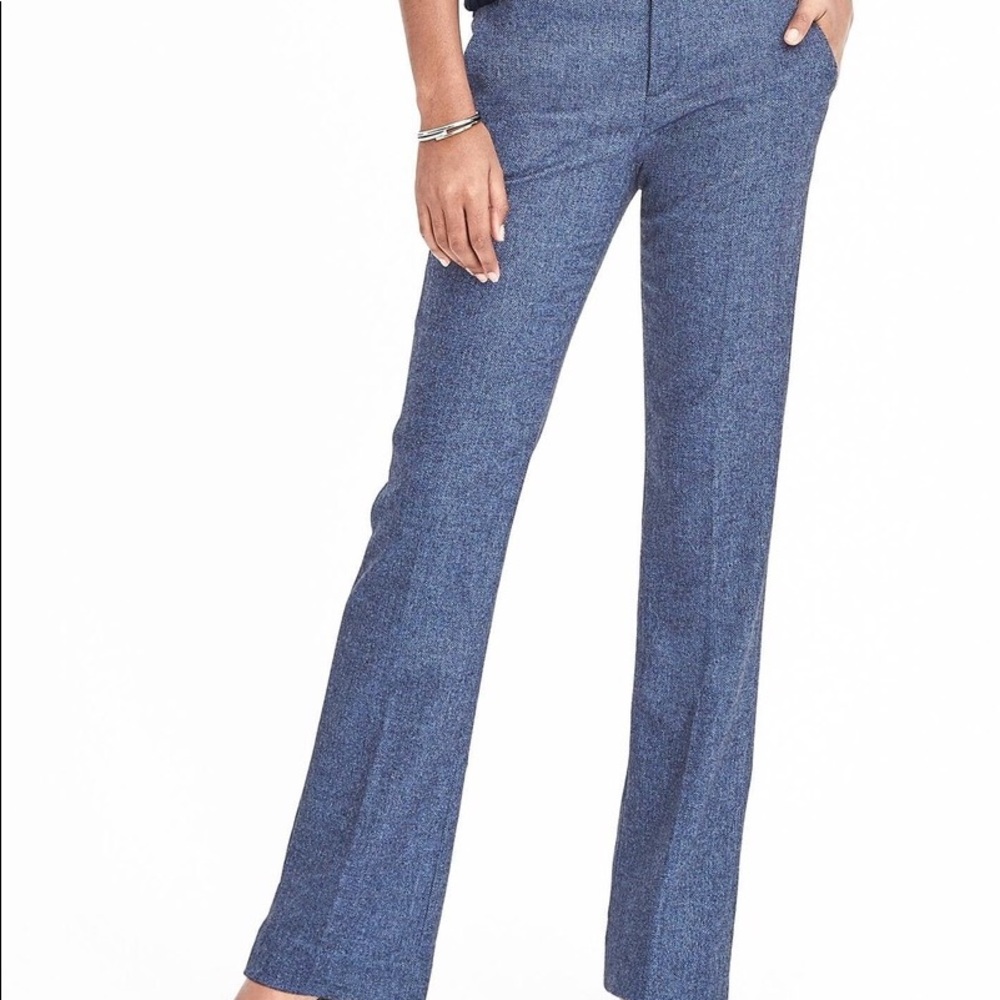 Logan fit blue flannel wool pants. Fully lined.
