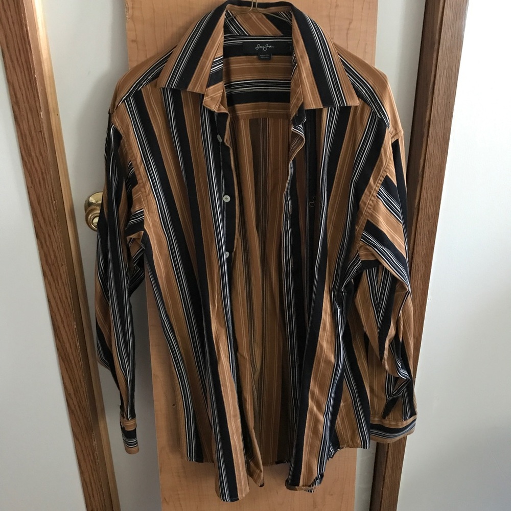 SEAN JOHN Brown and Black Button Down Shirt Large