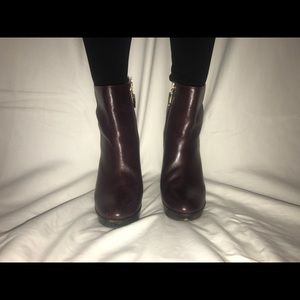 Diane Von Furstenberg Bordeaux Ankle Wedge Boots
