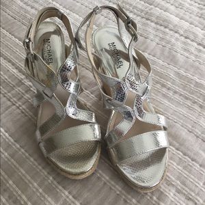 Michael Kors silver wedge sandals