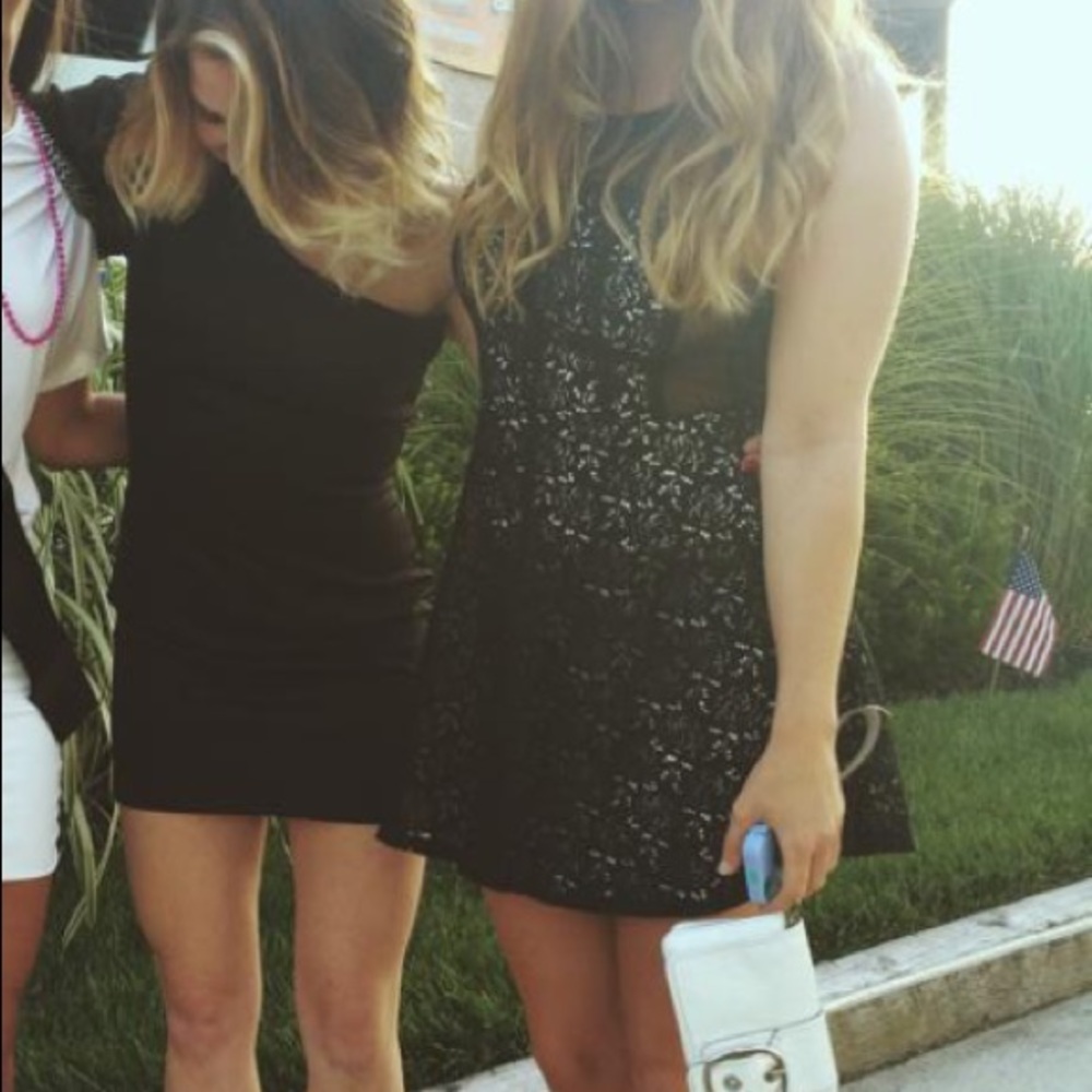 Black fit and flare mini dress