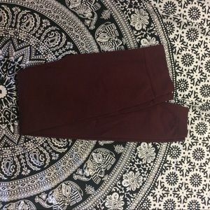 Fleece lined maroon leggings