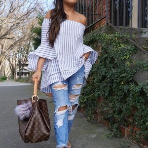 Bell sleeve off the shoulder top