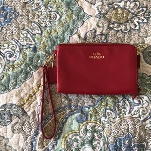 Red coach wristlet - never used!