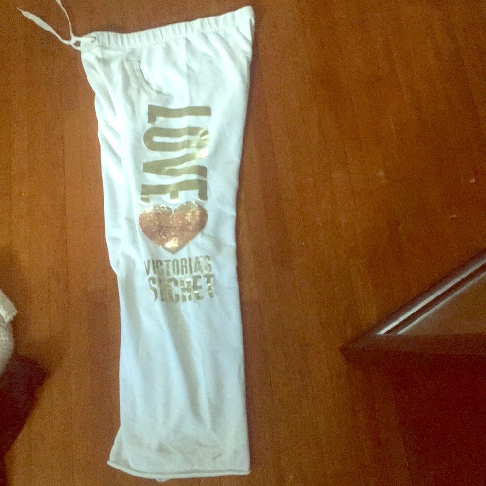 VS Angel Collection White and Gold Sweatpants