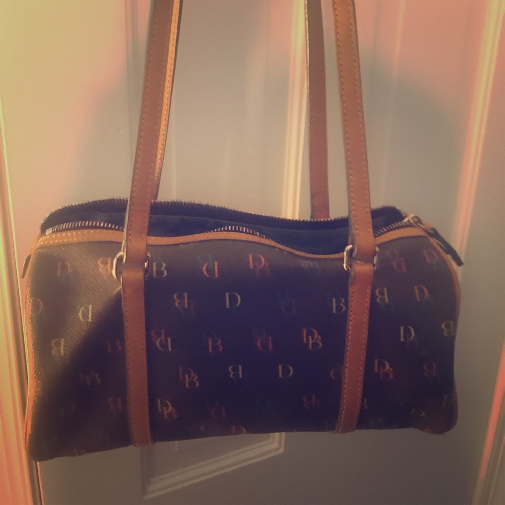 Dooney & Bourke monogram brown leather bucket bag