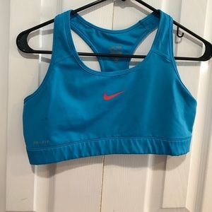 Nike Pro Sports Bra blue and coral