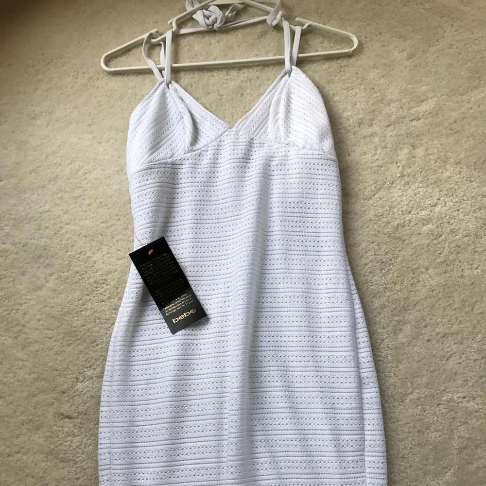Striped lace knee length dress