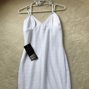 Striped lace knee length dress