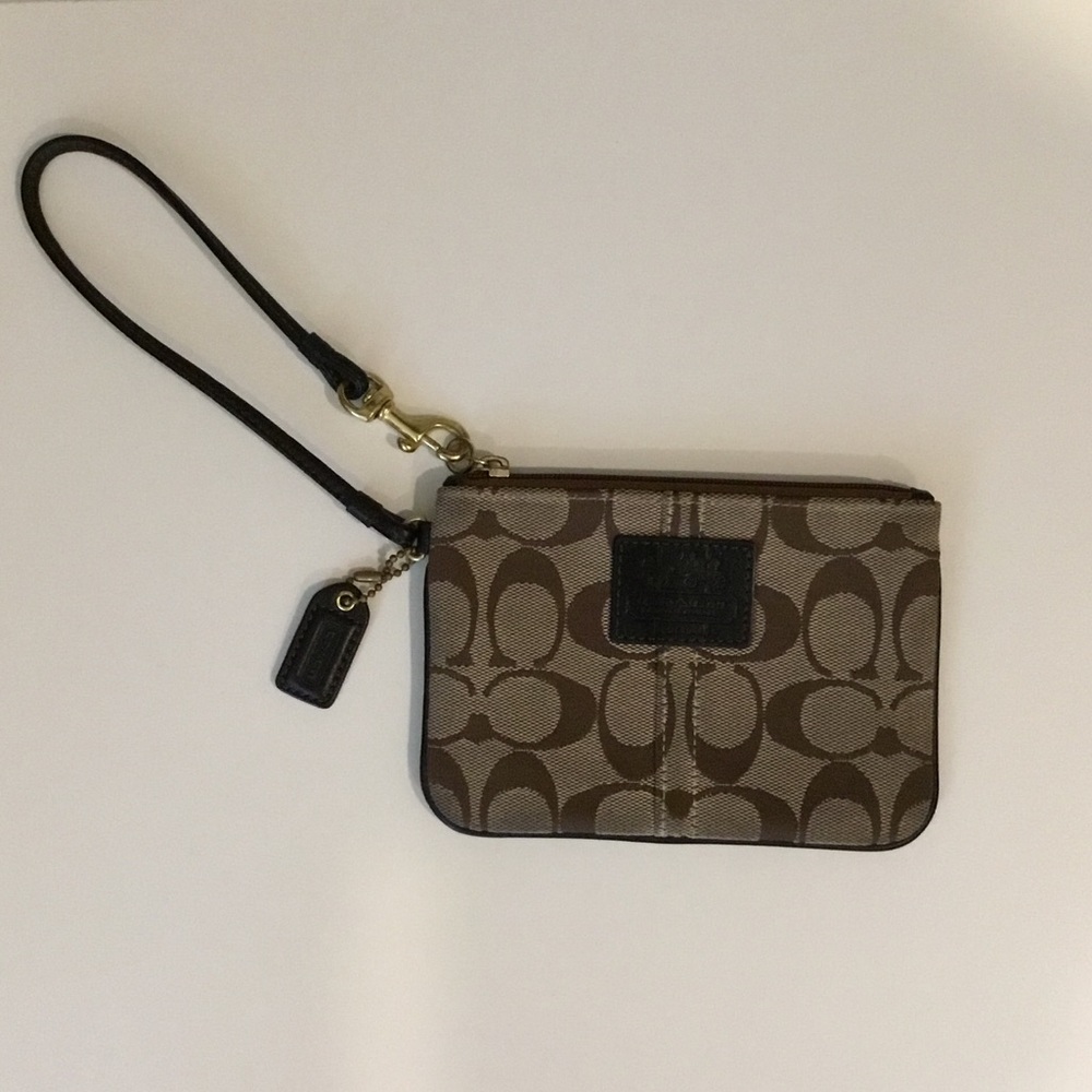 Coach C Monogram Brown Mocha Zip Wristlet