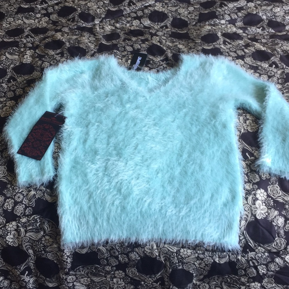Aqua fuzzy sweater from Hot Topic *Never Worn* NWT