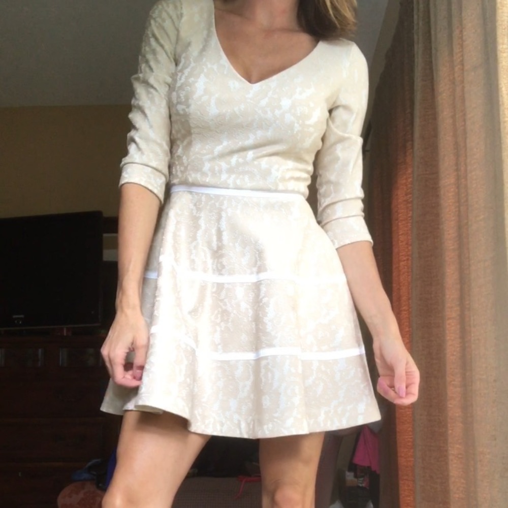Beautiful lace flare dress. V cut front