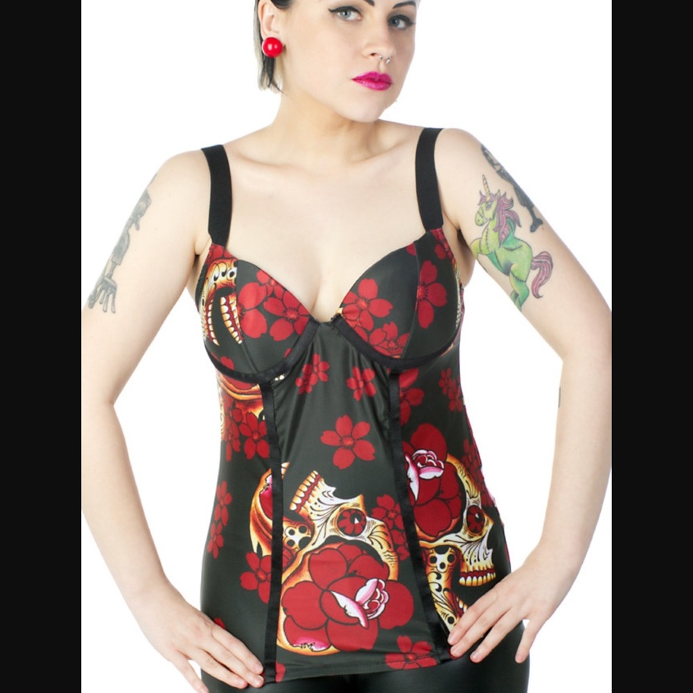 Iron Fist Siesta Skull Corset Top L