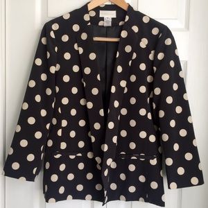 Anthropologie black/cream polka dot blazer