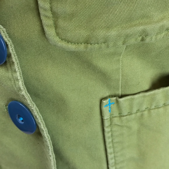 TROVATA Unique Green Blazer Blue Buttons Small - Picture 2 of 8