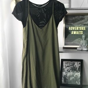 T-shirt cami dress black mesh insert