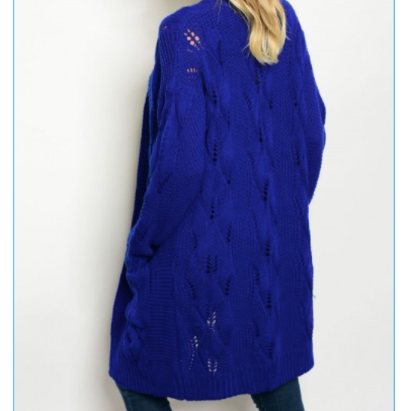 LAST 1: Cozy Oversized Royal Blue Cardigan - Picture 2 of 5