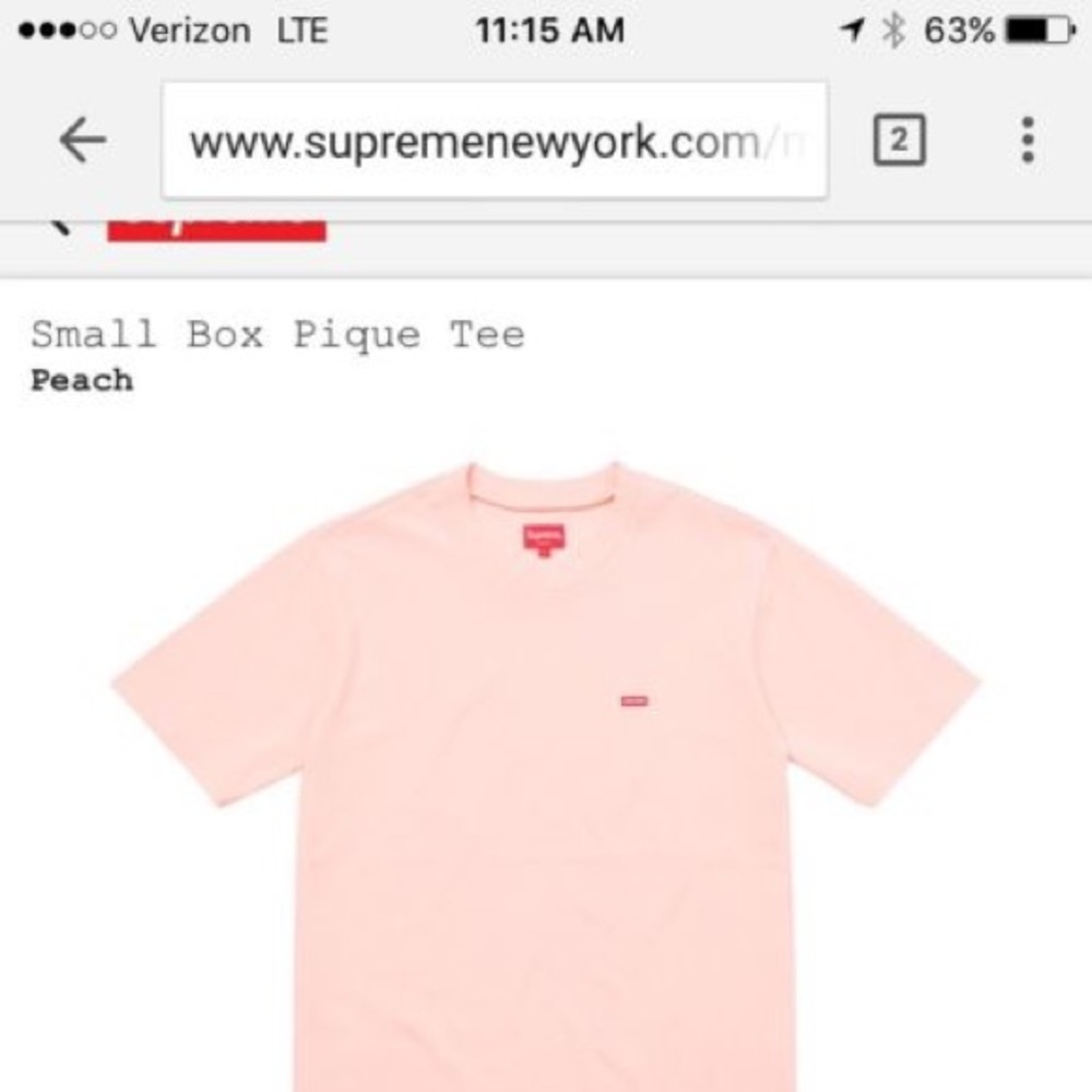 Supreme Small Box Pique Tee [M] Peach Brand New - Picture 5 of 5