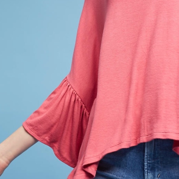 πHPπNWT Anthropologie fluttered v neck pink top - Picture 2 of 6