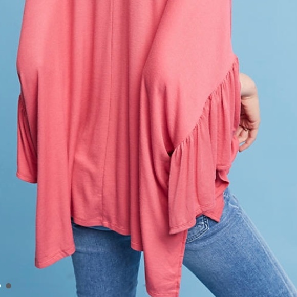 πHPπNWT Anthropologie fluttered v neck pink top - Picture 3 of 6