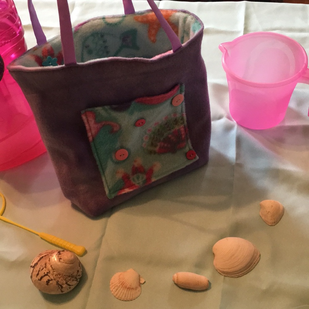 Adorable handmade reversible fleece tote