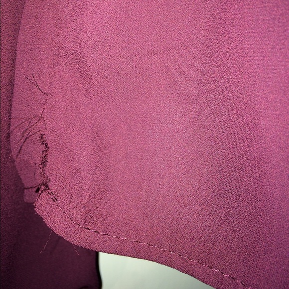 Zipper Back Wine Colored Long Sleeve Blouse - Picture 8 of 8