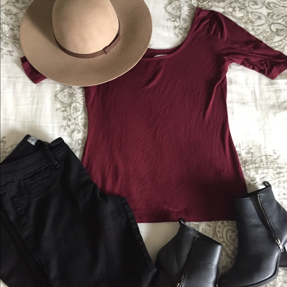 SOLD Maroon Scoop Neck Top