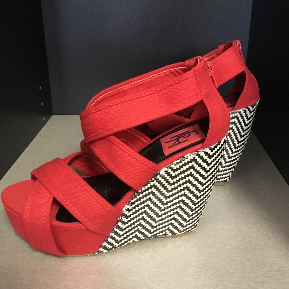 FRH Red Wedges with Chevron Wedge Heel