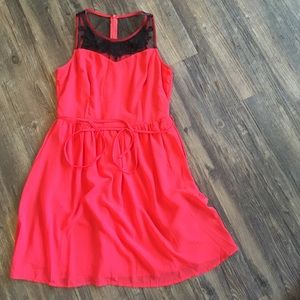 Adorable Red Summer Dress with Lace | Sz L