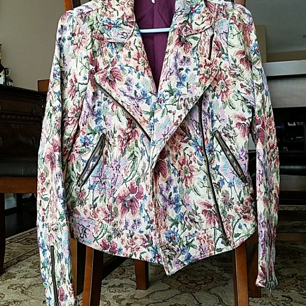Moto style Free People tapestry  jacket