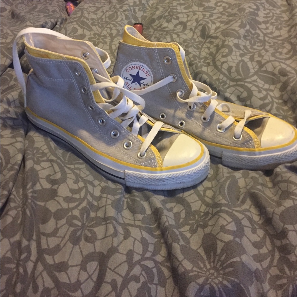 Gray & Yellow High Top All Star Converse