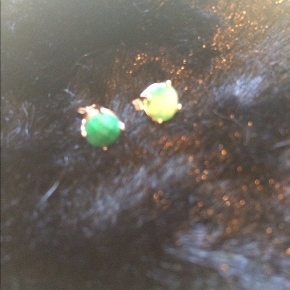 Best Silver ✨ Emerald & Rose Gold Stud Earrings - Picture 3 of 5