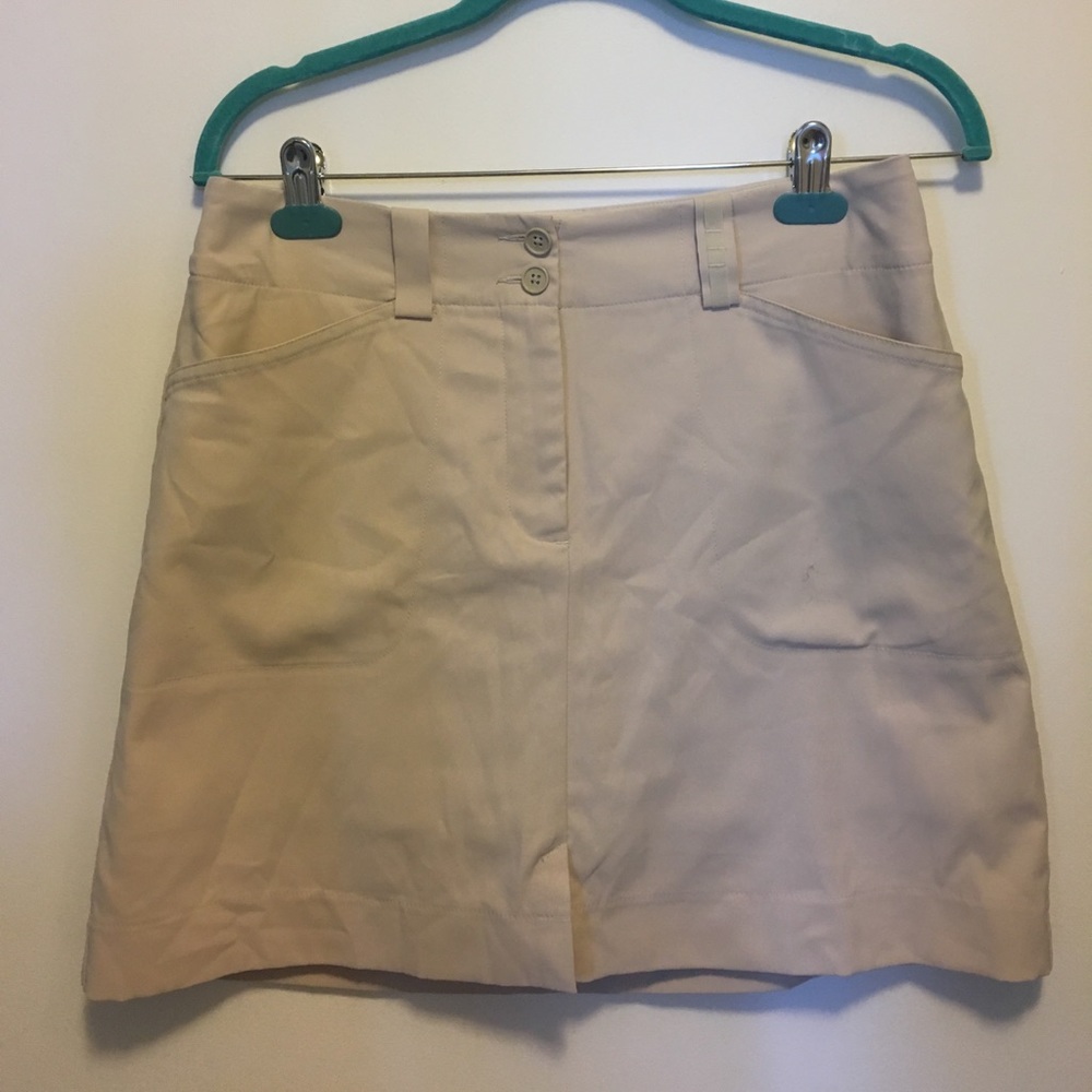 Khaki Nike golf skirt w/ built in shorts, dry fit!