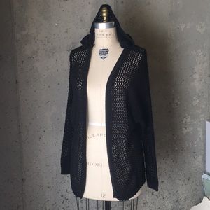 Open knit, hooded sweater