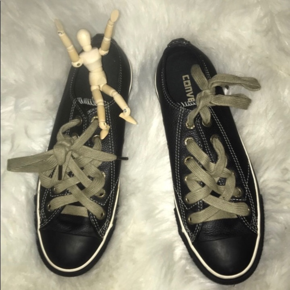 black leather converse shoes