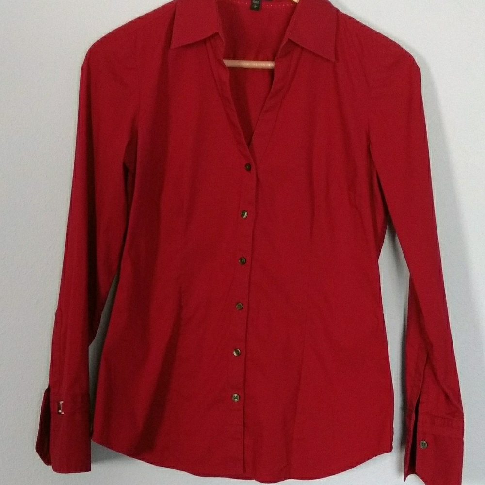 Red Express button down shirt