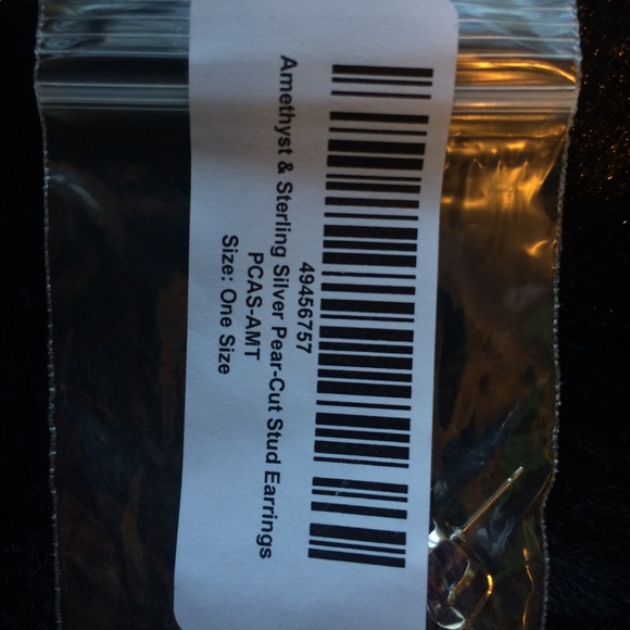 Amethyst & Sterling Silver Pear-Cut Stud Earrings - Picture 5 of 6