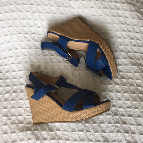 Luo Luo Shoes - 🆕✨Blue and tan T-Strap wedges