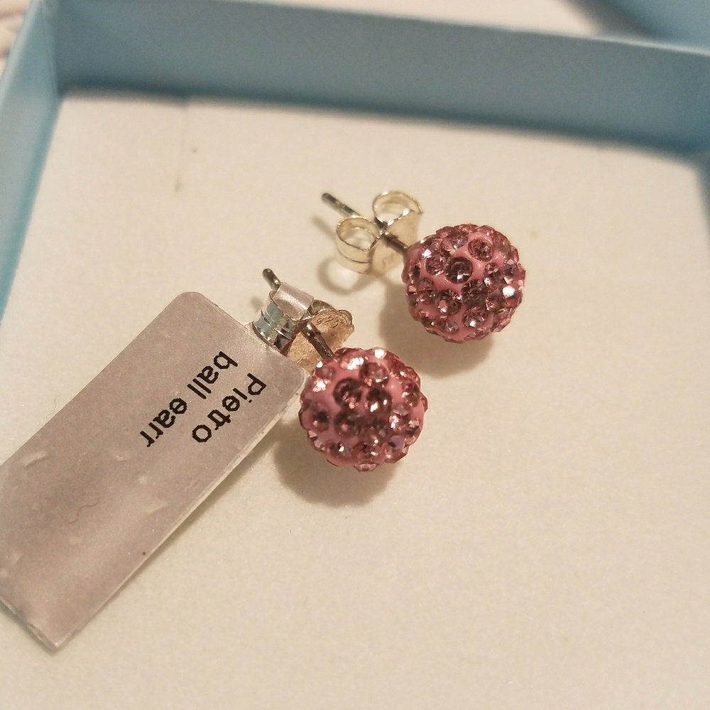 Sterling silver crystal ball stud earring