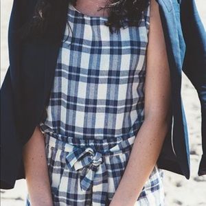 Blue/black plaid shorts and top set