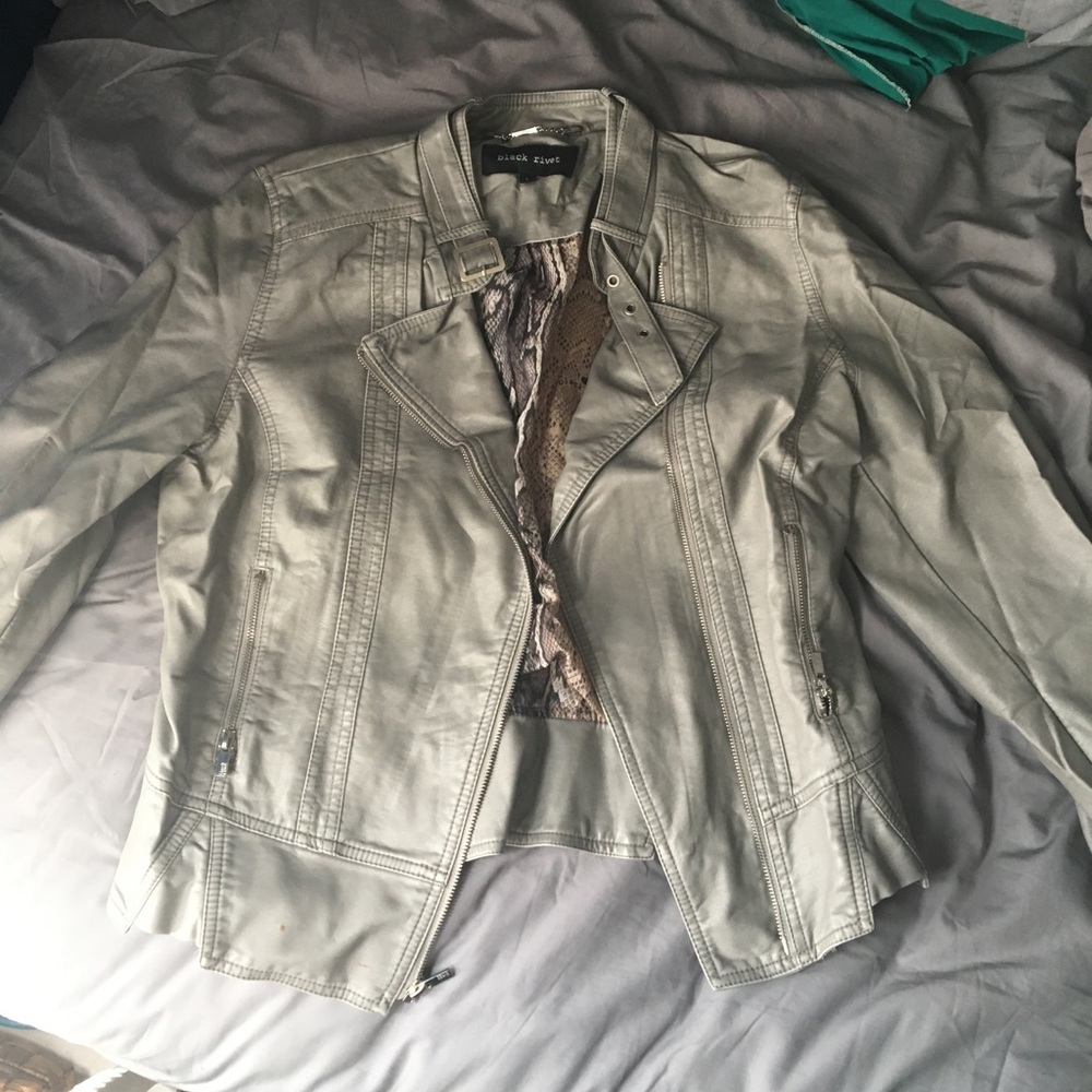 Black Rivet Grey faux leather jacket
