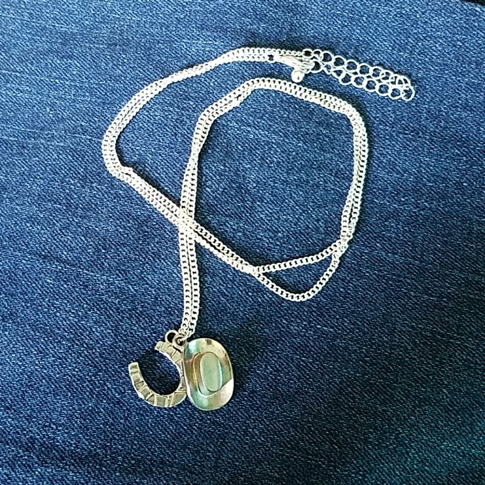 Horseshoe & Cowgirl Hat Necklace