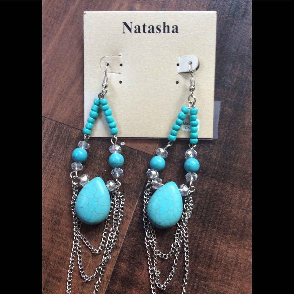 Turquoise & crystals earrings 💕🙀