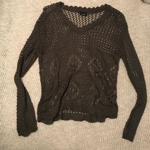 Green net sweater top