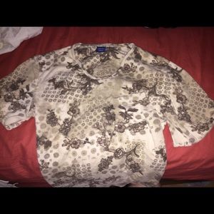 Floral pattern thick T-shirt longsleeve