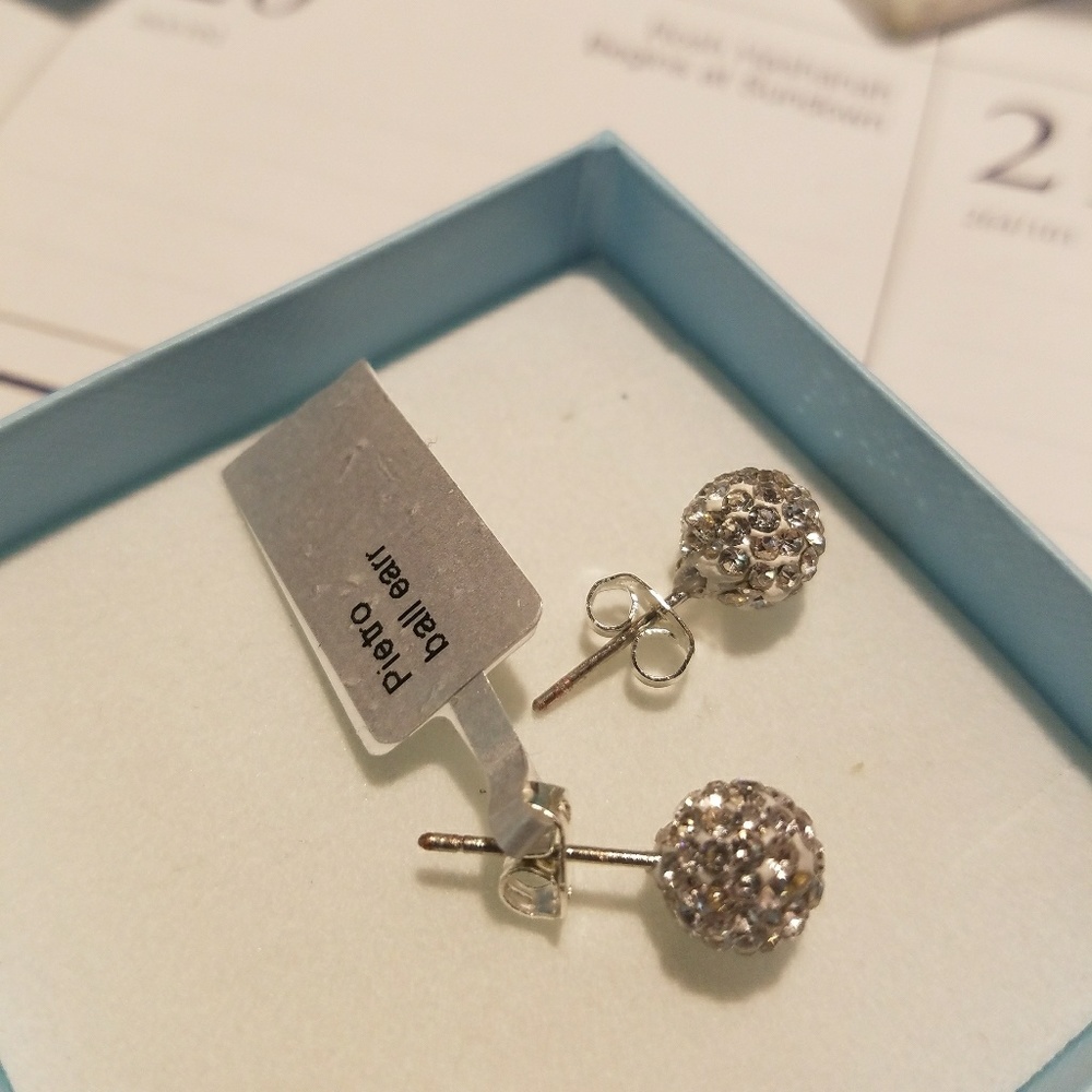 Sterling silver crystal ball stud earrings
